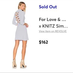For Love and Lemons Knitz Simone Laced Back Sweater Mini Dress Blue XS